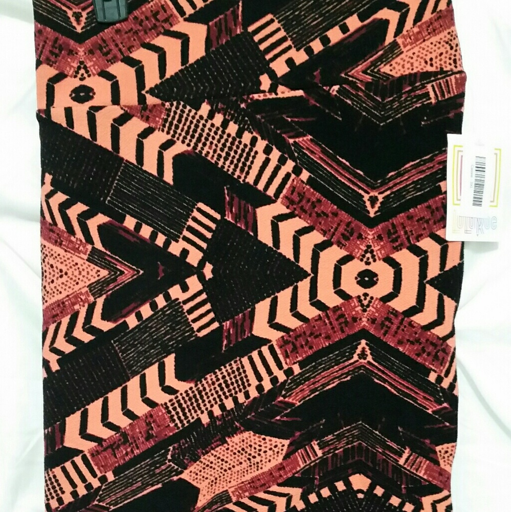 Cute black, coral and burgundy pencil skirt